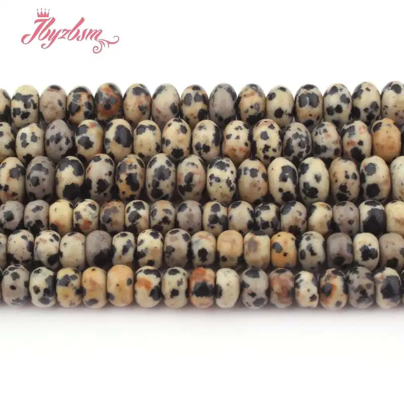 

3x6 4x8mm Smooth Faceted Dalmatian Jaspers Stone Rondelle Spacer Loose Beads for DIY Bracelet Jewelry Making 15"Free Shipping