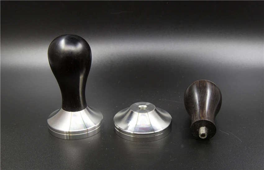 African Black Wood Handle Coffee Tamper 51/53/54/58/58.35mm Stainless Steel Espresso Powder Cafe Hammer Coffee Tools For Barista