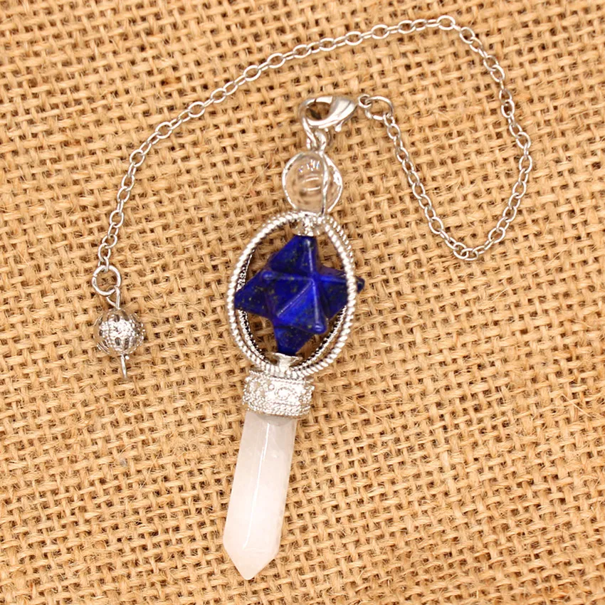 

100-Unique 1 Pcs Lapis Lazuli Pendant Hexagon Prism Merkaba For Anniversary Silver Plated Rock Crystal Jewelry