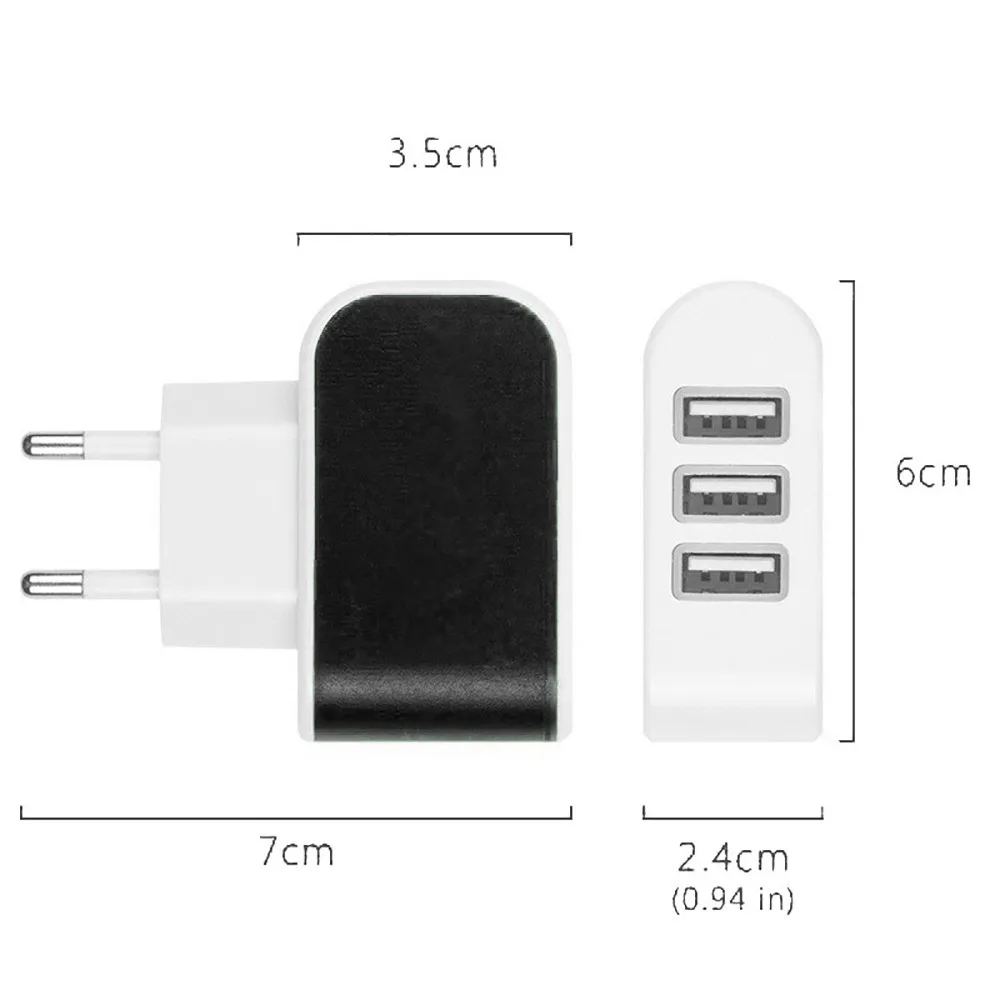 Зарядное устройство переменного тока адаптер 3.1A тройной USB порт настенный