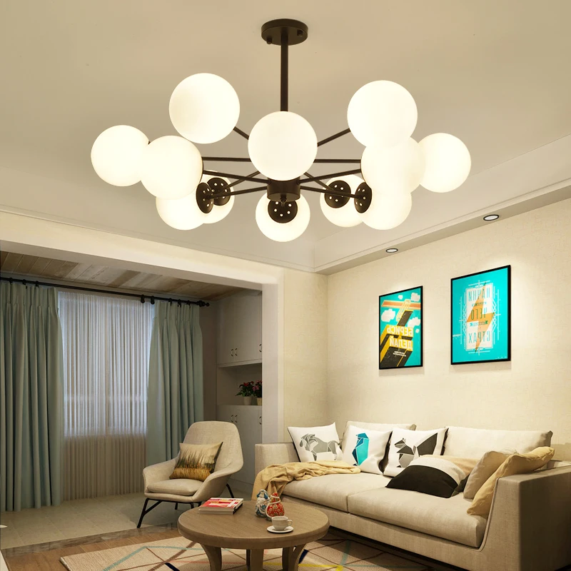 저렴한 모던 아트 데코 블랙 페인트 펜던트 조명 철 유리 조명 E27 LED 220V 램프 침실 주방 레스토랑 바 서재 응접실