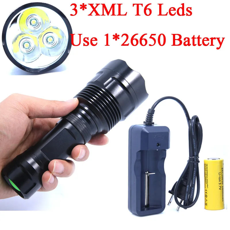 3T6 6000 люменов Linternas 3 * XML T6 светодиодный тактический фонарик Lampe Кемпинг torcia LED +