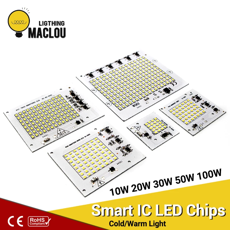 Smart IC светодиодный чип лампы SMD 2835 220 V 10 W 20 30 50 100 Мощность прожектор