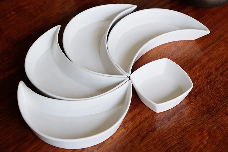 Ceramic snack plate platter wood plate friut tray dust-proof can put living room snack platter