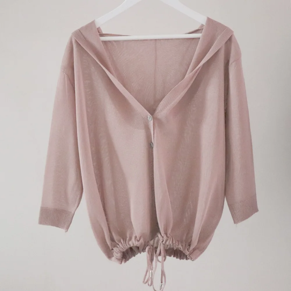 Прямой короткий дизайнерский тонкий кардиган Женская Солнцезащитная рубашка с