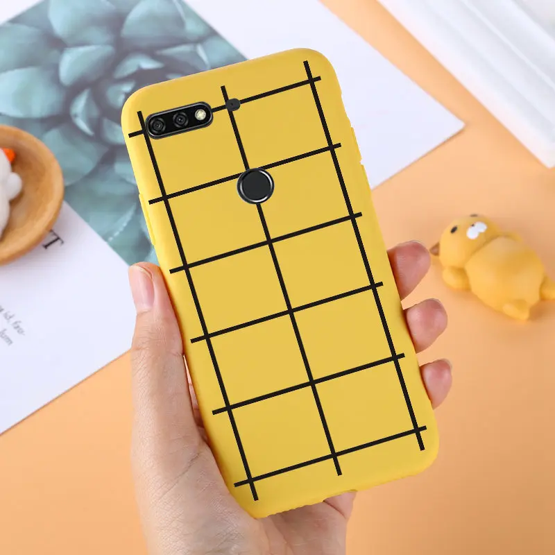 For Huawei Honor 7C Case Silicone Soft TPU Back Cover Cases 7 C/Honor7C 5.7inch Yellow Phone Bags |