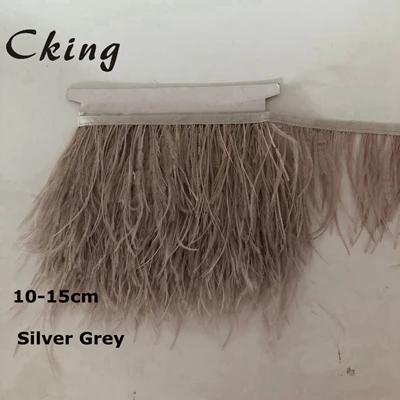 silver grey 10 метров темно-зеленое перо отделка 10-15 см ширина страуса перо платье с бахромой швейный Материал карнавал рождественские украшения Ремесло - Цвет: silver grey