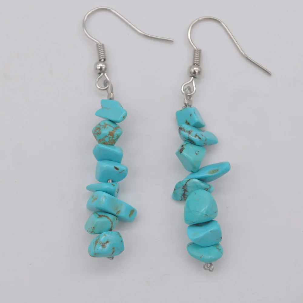 Lucky Handmade Blue Howlite Beads Earrings Jewelry For Woman Gift T174 | Украшения и аксессуары