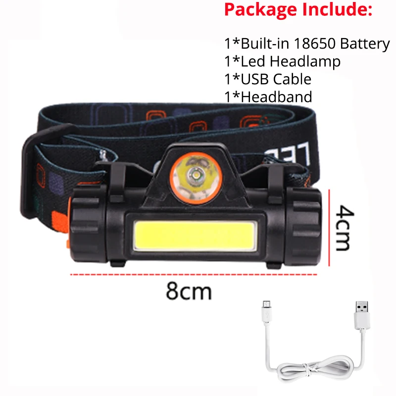 Mini Headlamp Портативный Мини светодиодный налобный фонарь COB рабочий светильник с магнитной головкой светильник на встроенный 18650 батарея Flash светильник фонарь для кемпинга Рыбная ловля - Испускаемый цвет: Mini Headlamp