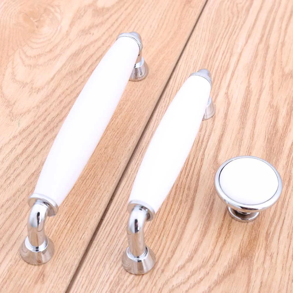 5 &quotСовременные Простые Серебристые белые ручки для мебели белый керамический