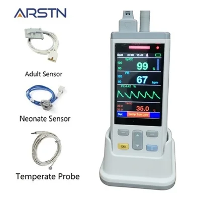 softadult neo temp 3,5 TFT lcd 1 или 3 датчика для взрослых детей и новорожденных SpO2+ PR+ Temp ручной Пульсоксиметр монитор сердечного ритма CE - Цвет: softadult neo temp