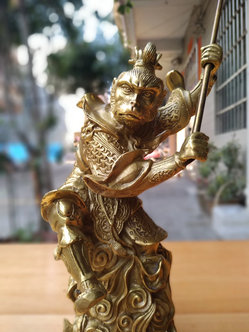 Медные ремесла мифический китайский фигурки Король обезьян солнце Wukong металлические поделки украшения для дома Декор рабочего стола(A875