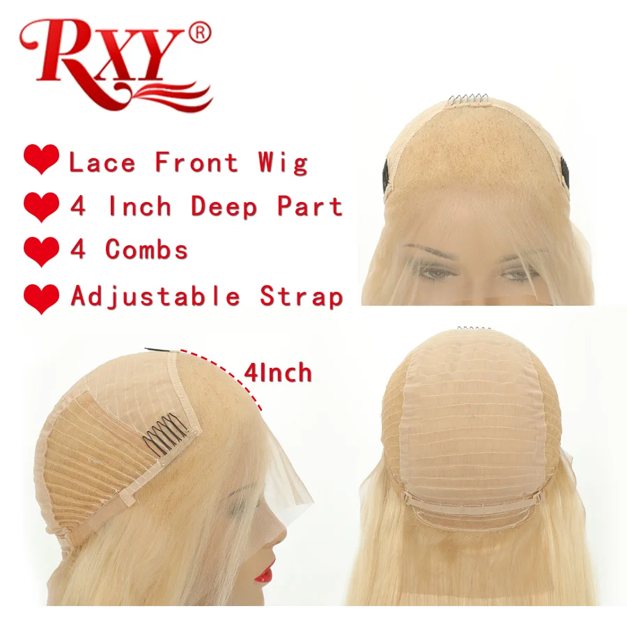 RXY 613 Lace Front Wig Transparent Wigs Honey Blonde Human Hair Peruvian T1b/ Straight Remy | Шиньоны и парики
