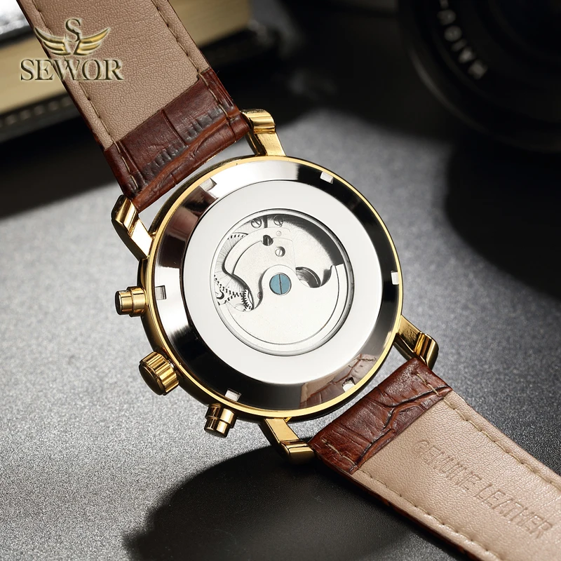 Часы мужские механические с кожаным ремешком автоматические C391|watch f|watch fashionwatch