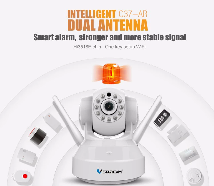 VStarcam C37-AR Беспроводная HD сигнализация IP камера безопасности WiFi двухсторонняя аудио запись инфракрасный добавить дверь/PIR датчик CCTV сигнализация