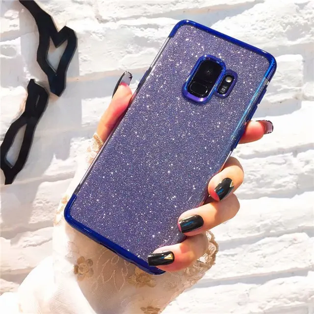 Blue Роскошный мягкий силиконовый чехол для samsung Galaxy J5 J7 A5 A7 EU блестящая задняя крышка для samsung A6 A8 Plus - Цвет: Blue