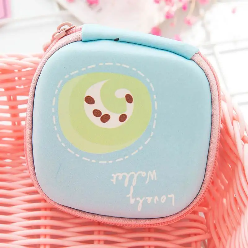 blue cake LITTHING Портативный мини мужской кошелек из ПУ кожи для девочек наушники с «молнией» сумка для наушников органайзер для USB наушники чехол Функциональная сумка для девочек - Цвет: blue cake