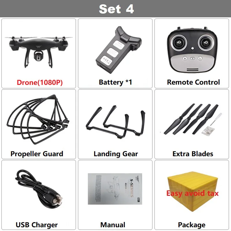 Set4 1080P 1B Gray Радиоуправляемый Дрон Teeggi S70W с регулируемой камерой FPV 1080P HD gps Профессиональный Квадрокоптер Вертолет VS X8 Pro X8Pro - Цвет: Set4 1080P 1B Gray