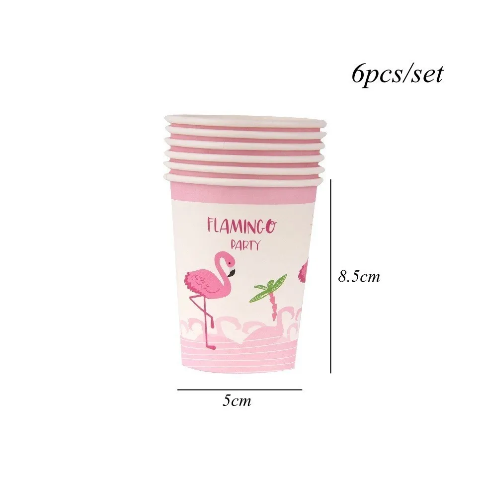 6pcs cups 1 комплект серии Фламинго одноразовая посуда летняя Праздничная настольная Декор бумажная тарелка/чашка тема свадебные предметы для украшения дня рождения - Цвет: 6pcs cups