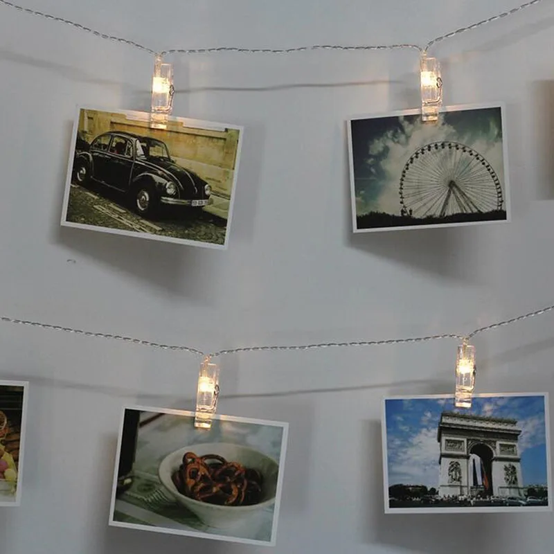 저렴한 LED 문자열 조명 참신 요정 램프 별이 빛나는 배터리 카드 사진 클립 Luminaria 축제 크리스마스 웨딩 장식 ZA5820