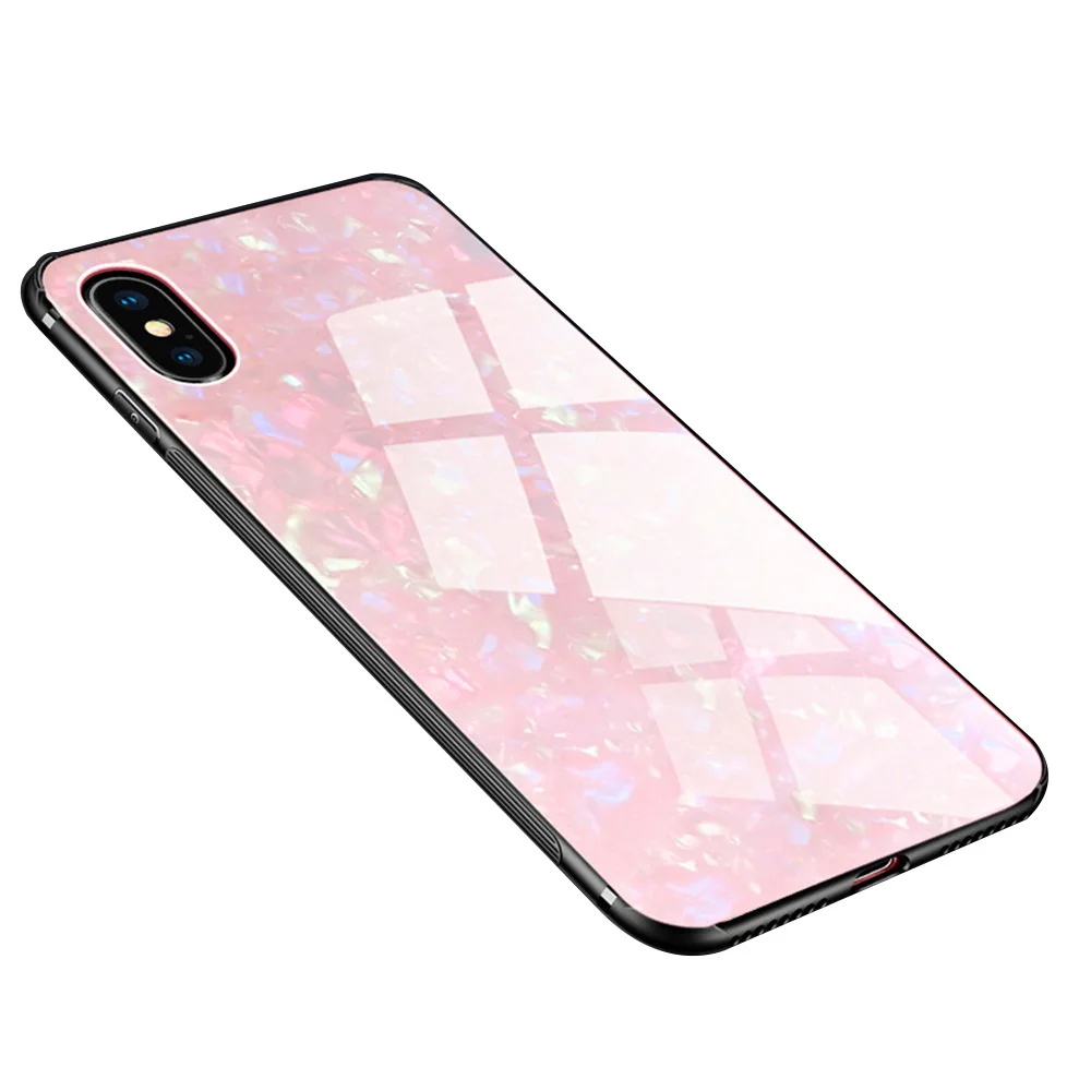 Shining Glossy Dream Tempered Glass Case For iPhone X XR XS Max Soft Silicone + Hard Cover 7 8 6 6s Plus Back |