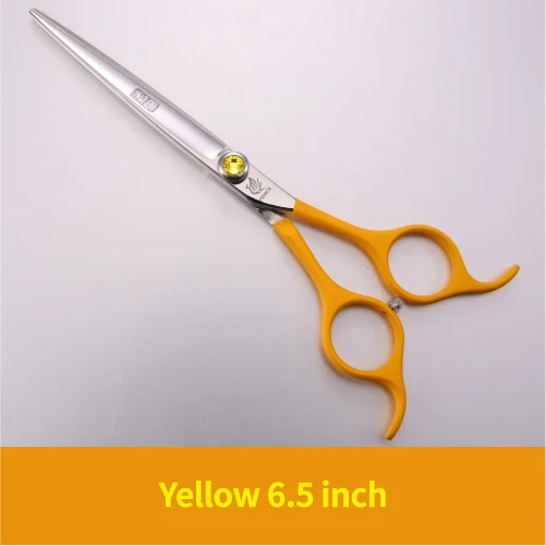 Yellow 6.5 inch Fenice Профессиональные цветные 6,5 дюймовые прямые ножницы для стрижки домашних животных - Цвет: Yellow 6.5 inch