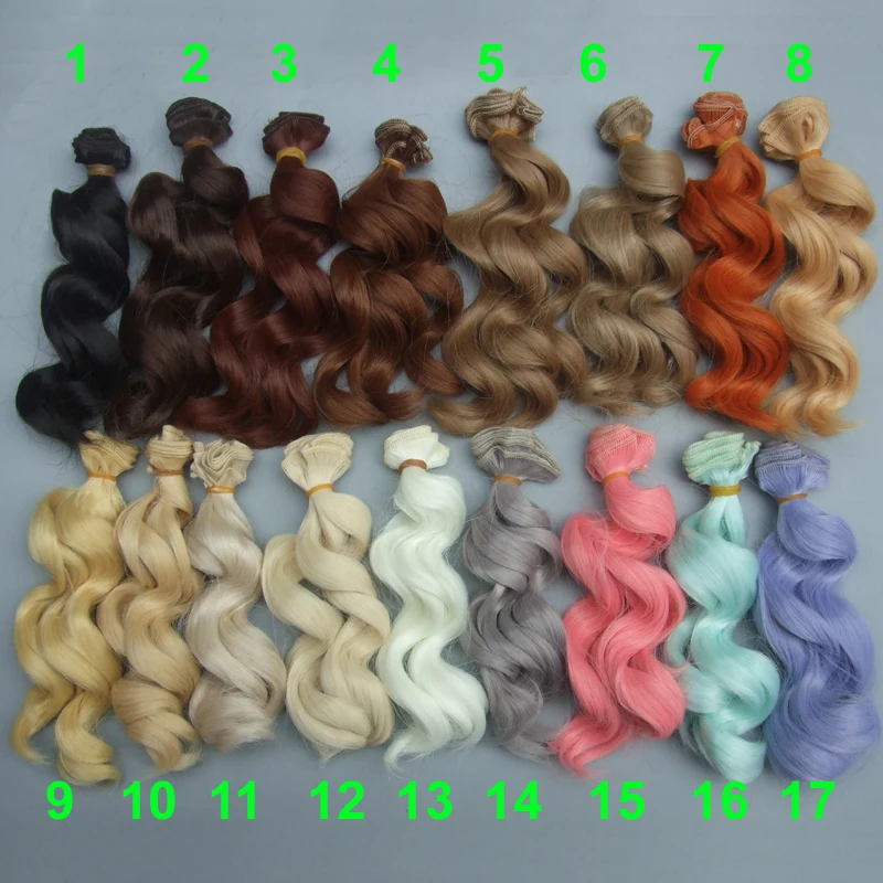 

15 cm high temperature big wave handmade cloth doll wigs diy Texitle doll curl hair