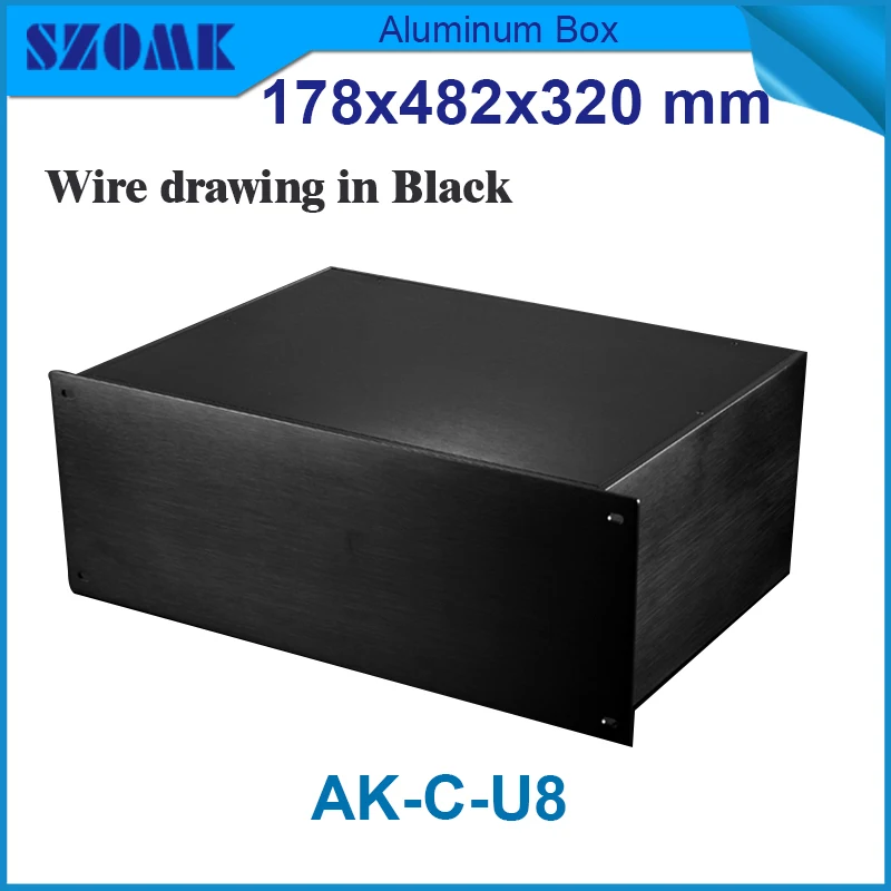 

aluminum enclosure Black color high quality wire drawing and brush well rack 19 inch aluminum housing 178(H)x482(W)x320(L) mm