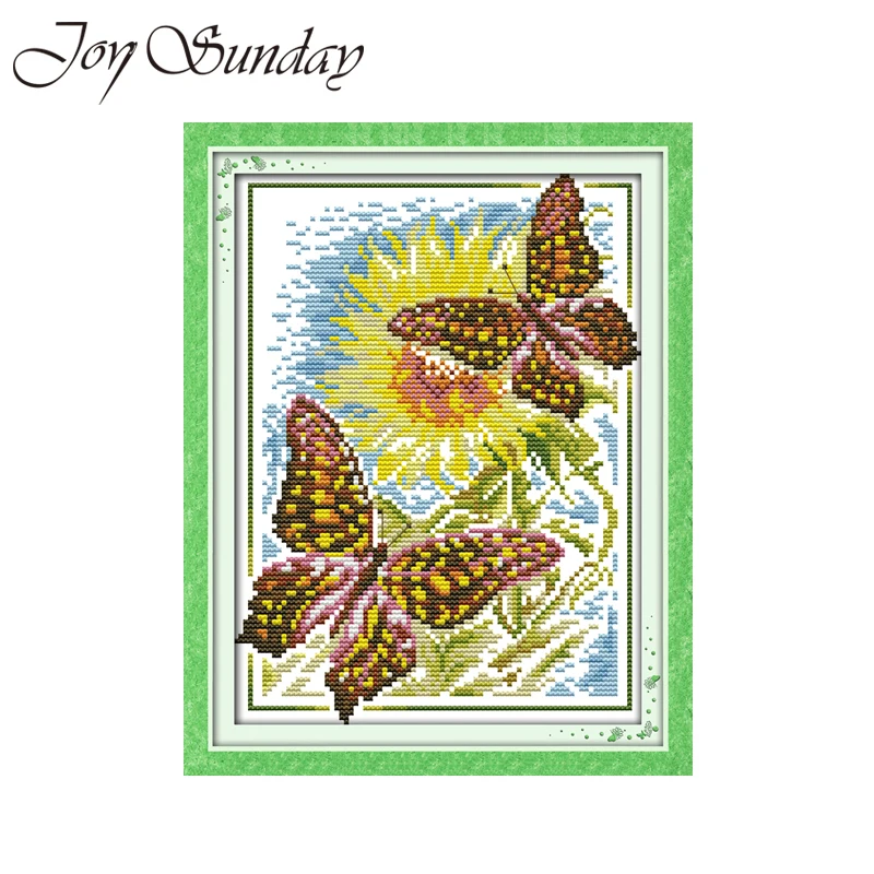 Набор для вышивки крестиком Joy Sunday 11CT 14CT Aida с бабочками|Упаковка| |