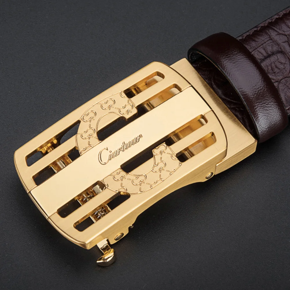 

Ciartuar Leather Belts for Men High Quality Genuine Leather Business Strap Designer Belt Automatic Buckle Metal Gold Belt Gift