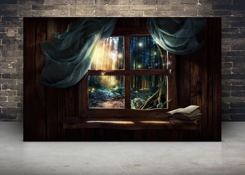 DePhoto photography backdrop fairy tale Forest window kid newborn wonderland party photocall background photo shoot prop | Электроника