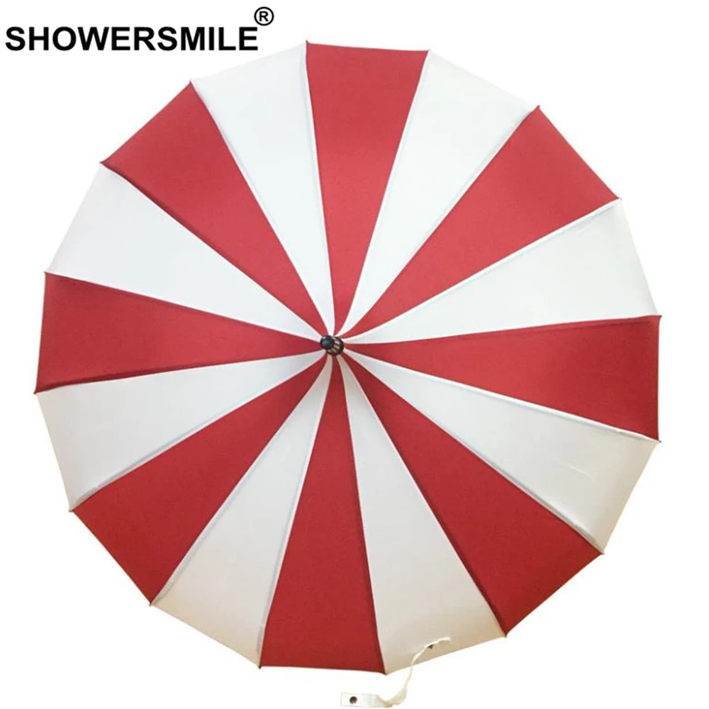 SHOWERSMILE Pagoda Umbrella Women Tower Long-handle Parasol Sun Rain Striped Black White Hanging Parapluie | Дом и сад