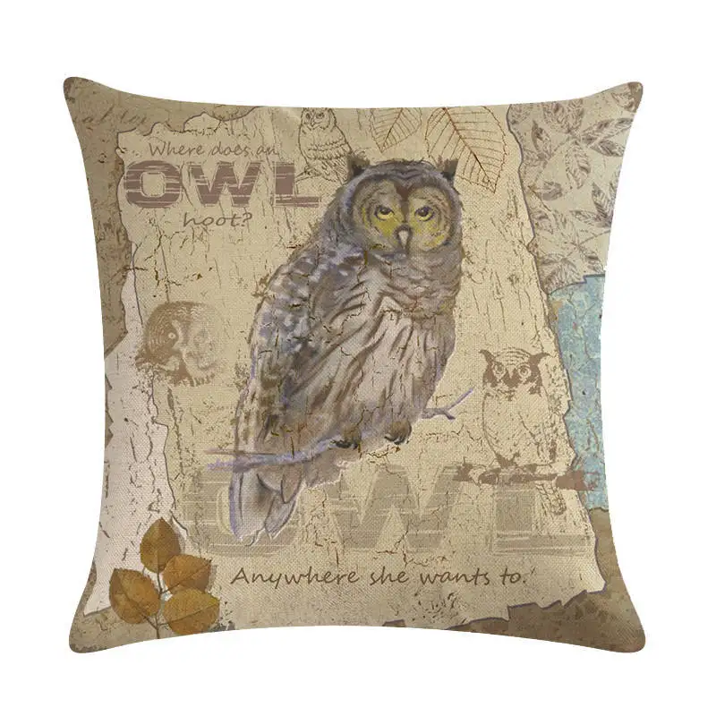 Ретро животный узор чехол для подушки из полиэстера медведь олень тигр Лев лиса