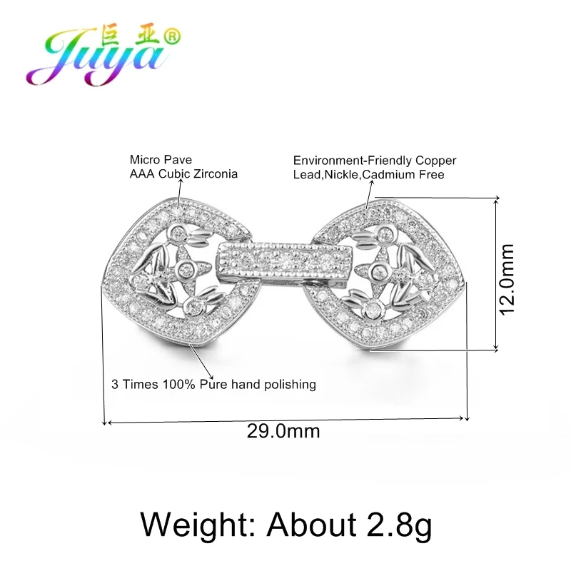 White Gold Juya DIY Ювелирные изделия из жемчуга компоненты ручной работы 2 крючка застежка Разъем застежки аксессуары для бисероплетения Бисероплетение ювелирных изделий - Цвет: White Gold