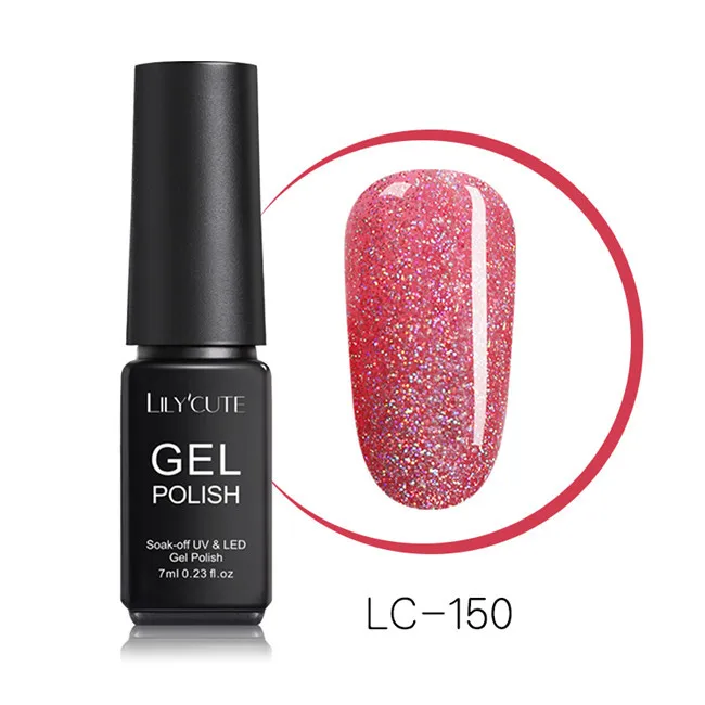 LC-150 LILYCUTE 7ml Nude Glitter Gel Nail Polish Shimmer Pink Purple Soak Off UV LED Gel Polish Varnish Nail Art Lacquer - Цвет: LC-150