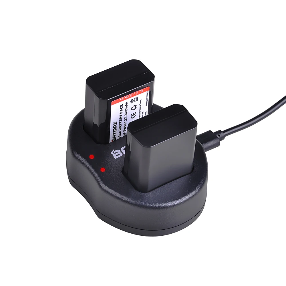 Batmax2шт NP-FW50 NP FW50 Камера Батарея + Dual USB Зарядное устройство для объективов цифрофой