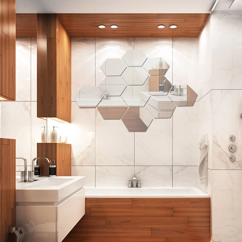 2 шт. шестиугольные 3D зеркальные наклейки на стену Ресторан пол гостиная espejos decorativos para paredes lustra