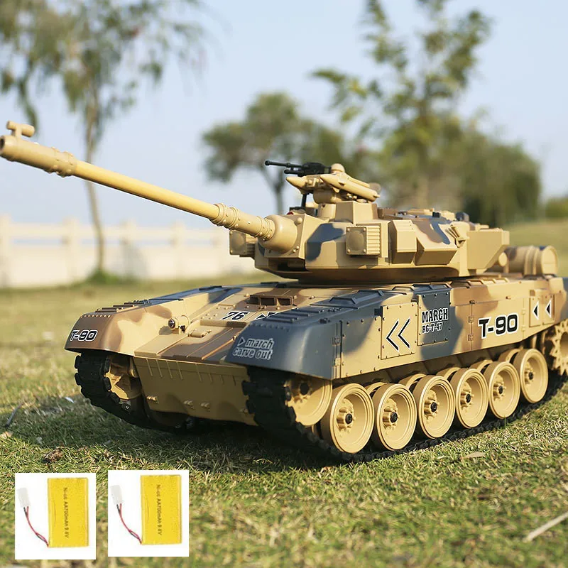 T90 with 2 battery Америка M1A2 Россия T90 Танк с дистанционным управлением 1:16 2,4G бронированный автомобиль RC боевой танк BB пуля/дым/Звук электронная модель автомобиля - Цвет: T90 with 2 battery