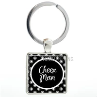 class fashion women jewelry cheer mom keychain vintage square key chain ring holder mothers christmas new year gifts aa10