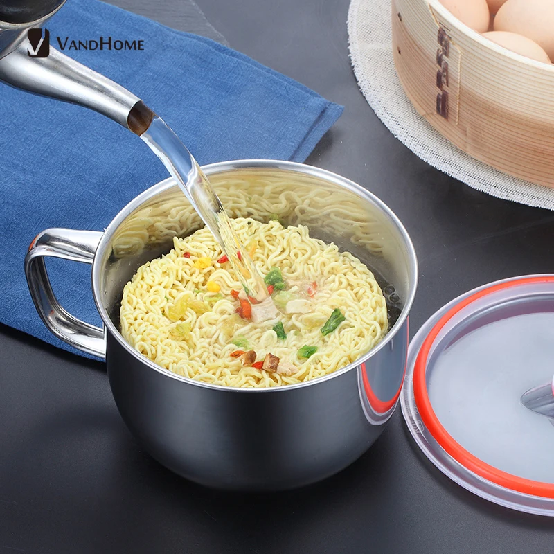 VandHome китайская миска из нержавеющей стали с ручкой для лапши крышкой