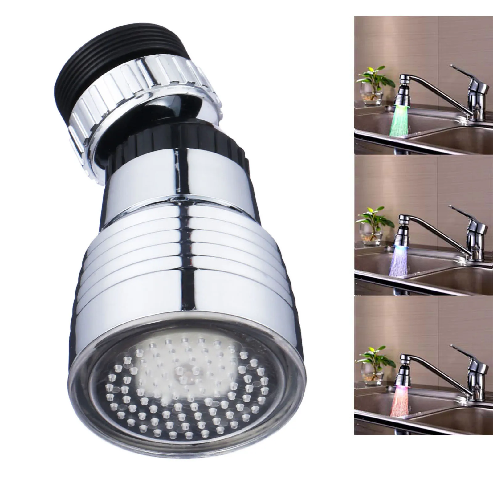 360 Degree Rotation Color Automatical Shower Hydroelectric Power Temperature Sensor Light Water Tap Glow LED Faucet for Kitchen led display water temperature meter monitor electricity baby bath shower thermometer 360 degree rotation flow self generating