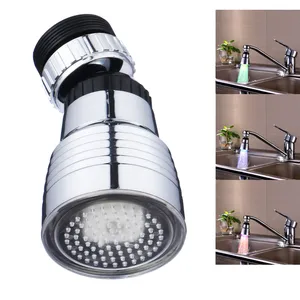 Вращающийся на 360 градусов цветной автоматический датчик температуры для душа гидроэлектрический светильник для водопроводного крана светящийся светодиодный кран для кухни