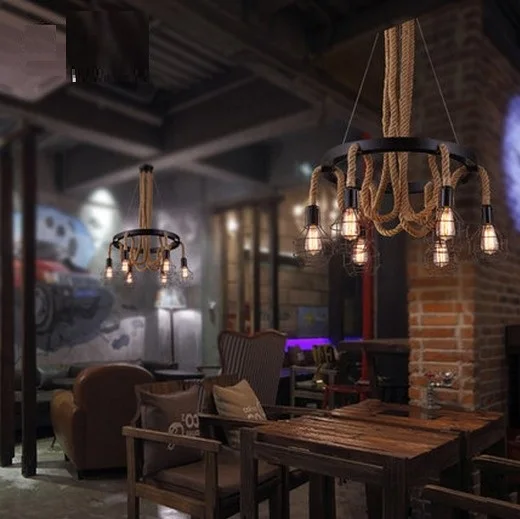Ретро Лофт стиль пеньковая веревка Droplight Эдисон подвесные светильники винтажное