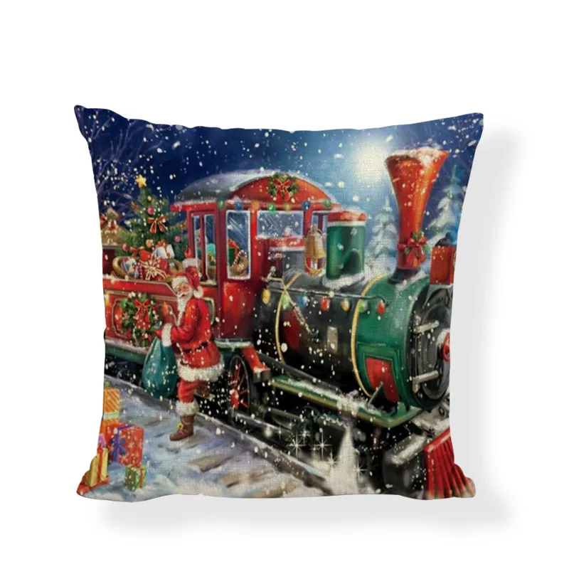 Наволочка на подушки Merry Christmas 45x45 см Санта Клаус милая собака автомобиль домашняя
