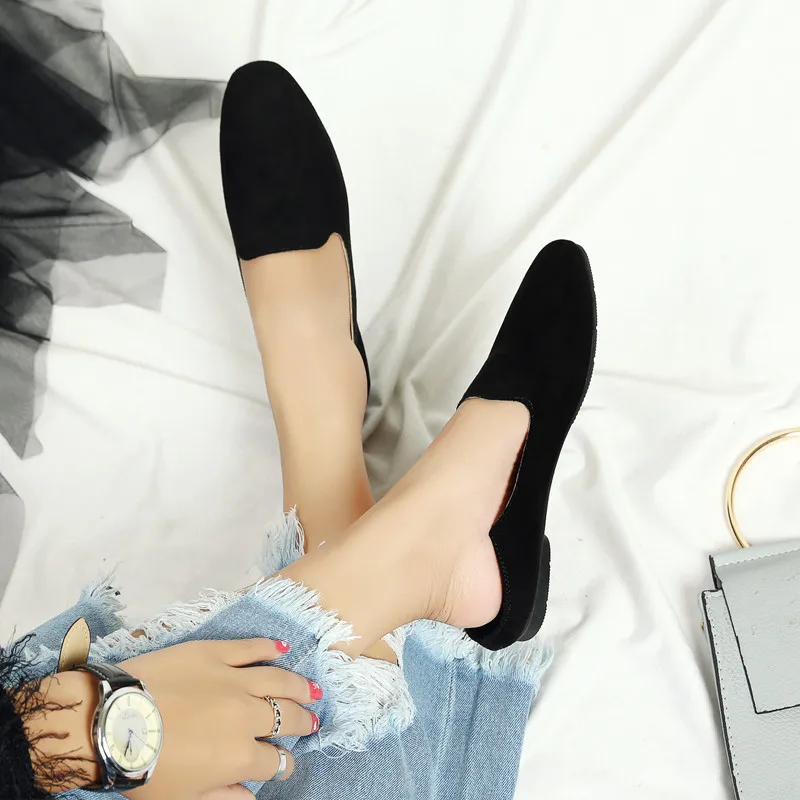 Замшевые туфли на плоской подошве с толстой подошвой квадратный носок женская