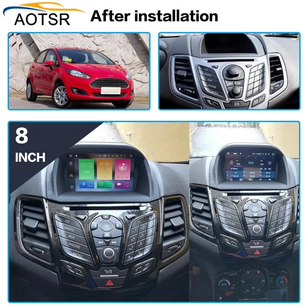 Ips экран Android 8,0 автомобильный DVD мультимедийный плеер головное устройство для Ford Fiesta 2013 с gps-навигация, радио, стерео