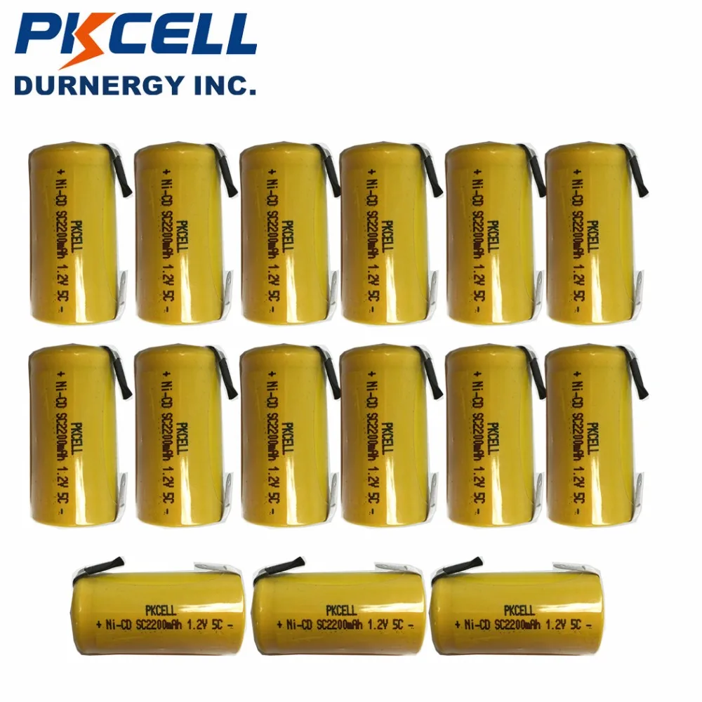 15 шт./лот PKCELL Sub C NiCd аккумуляторная батарея SC 1 2 V 2200mAh Ni Cd батареи и
