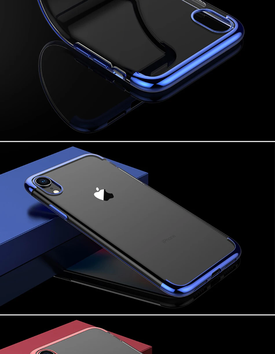 MaxGear силиконовый прозрачный мягкий чехол для телефона для iPhone 7X6 6S 8 XR XS Max роскошный ТПУ чехол Полный Чехол для iPhone 6 6S 7 8 Plus