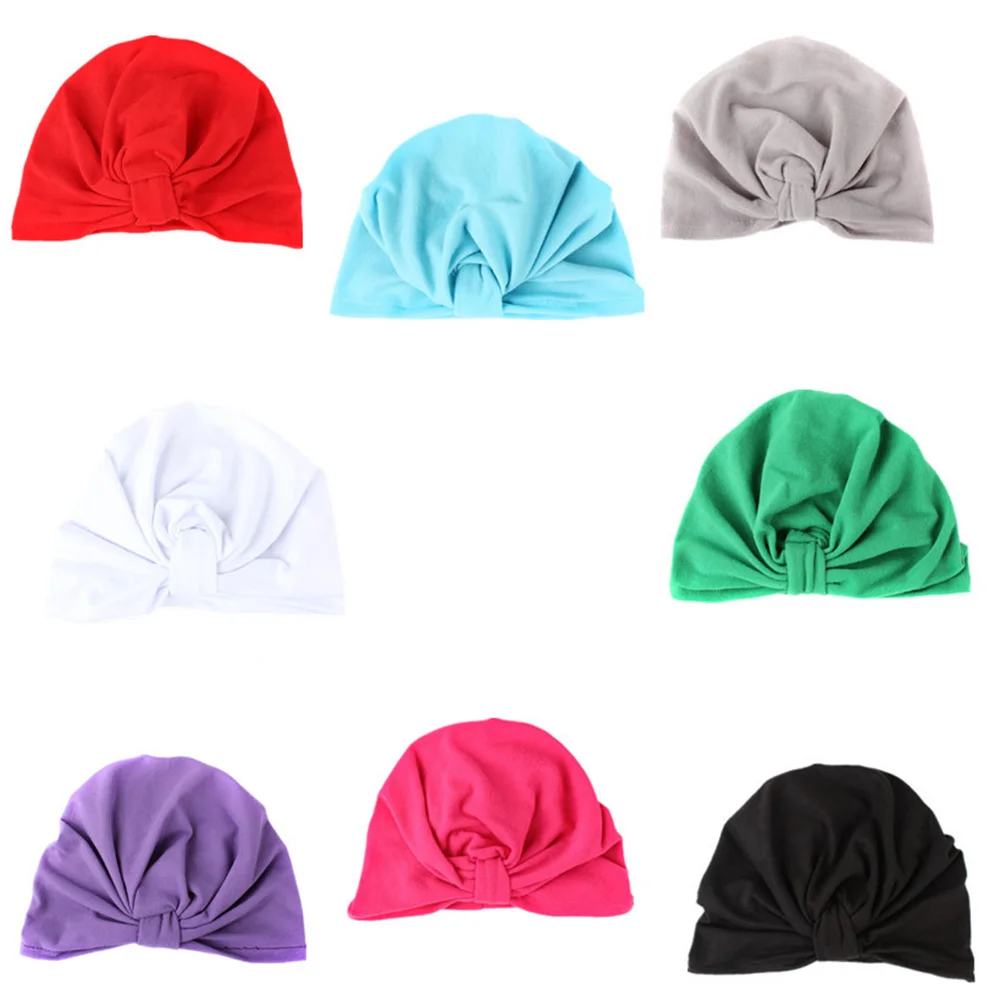 

Solid Color Kids Sleep Turban Cap Knotted Bohemian Style Children's Headscarf