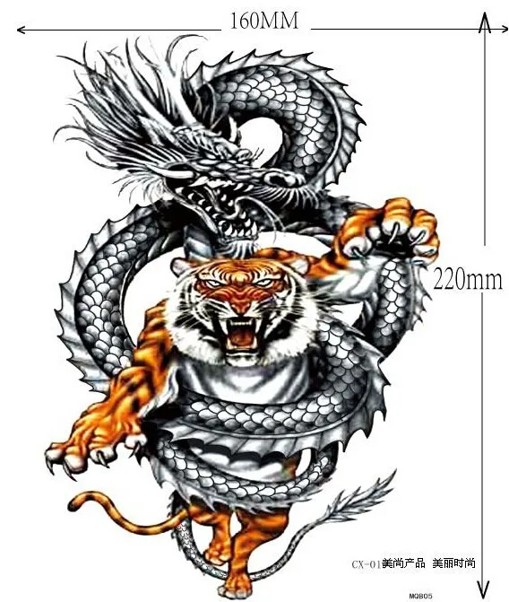 2 шт. 2014 хит продаж большие тату наклейки с драконом мужские на запястье груди
